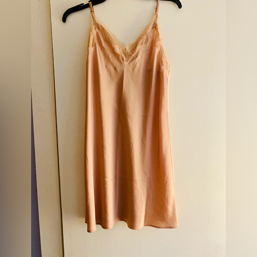 Victoria Secret size medium Champagne color spaghetti strap gown….